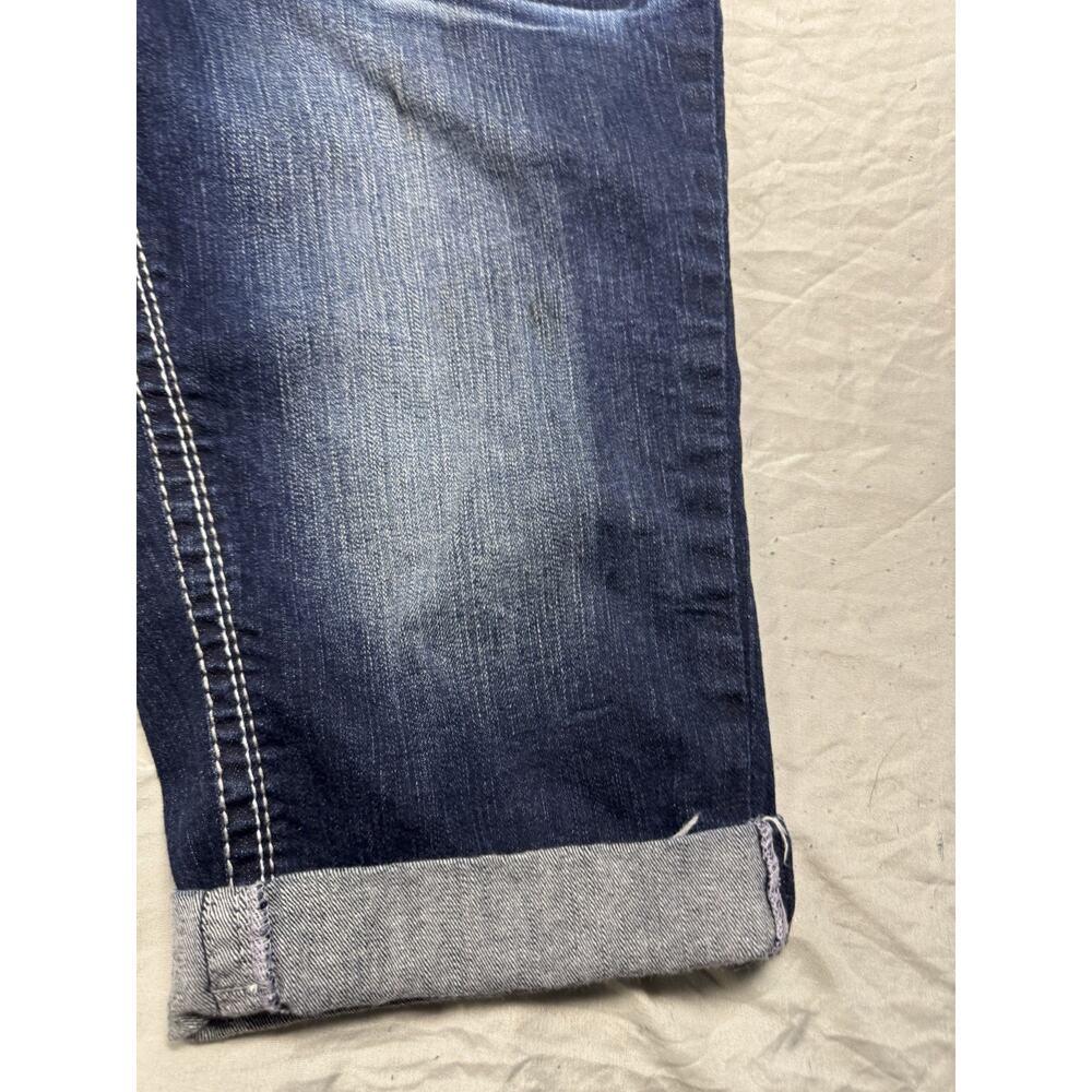 Arija Jeans Bermuda Shorts Womens 15/16 Dark Wash Cuffed Stretch Denim - Picture 9 of 16